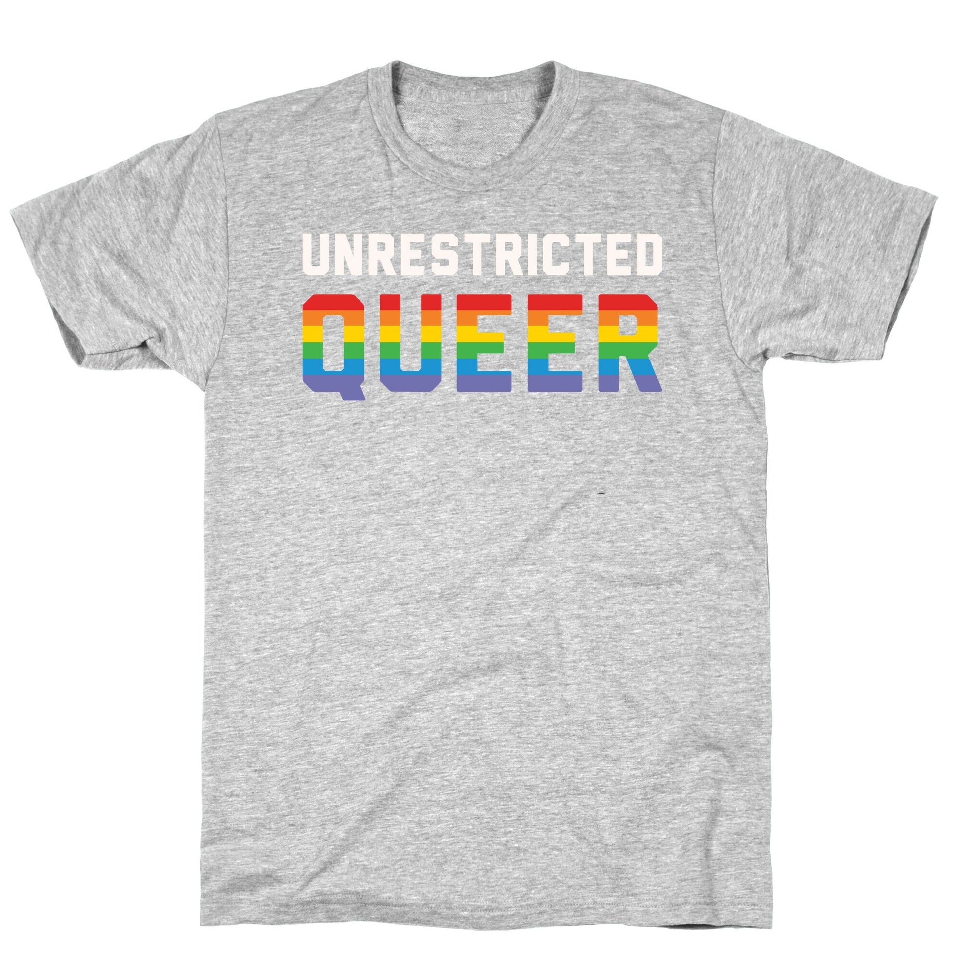 Unrestricted Queer White Print T-Shirt