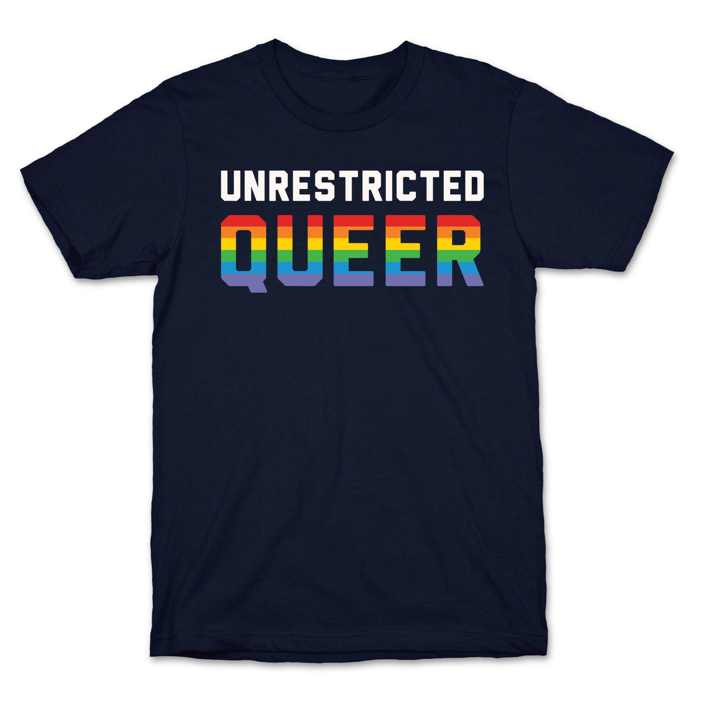 Unrestricted Queer White Print T-Shirt
