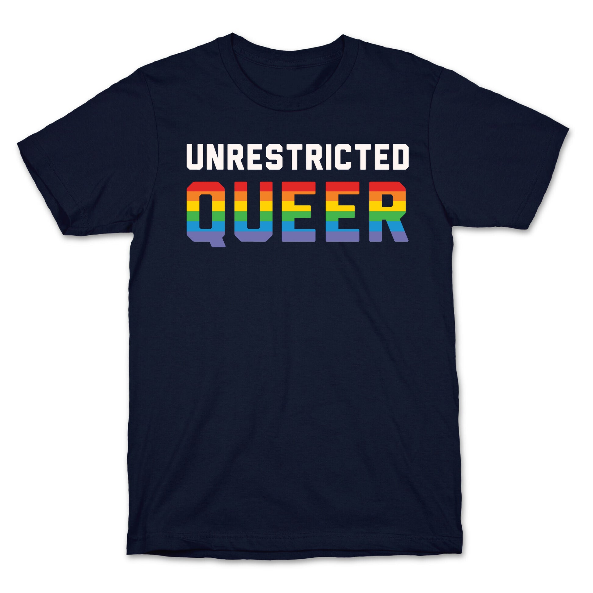 Unrestricted Queer White Print T-Shirt