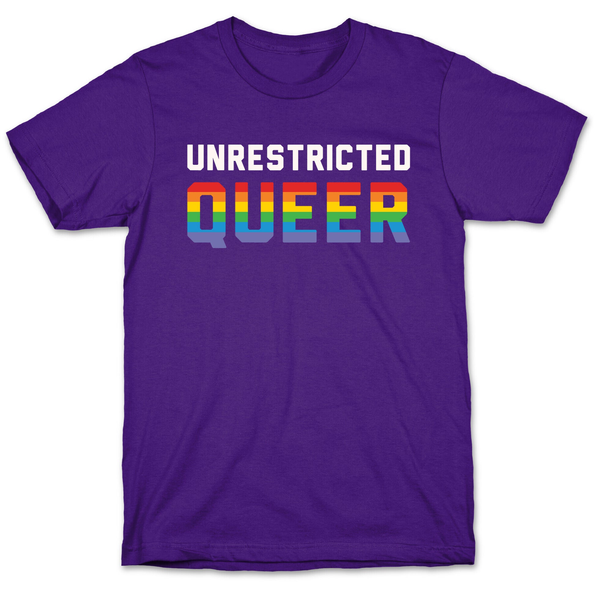 Unrestricted Queer White Print T-Shirt