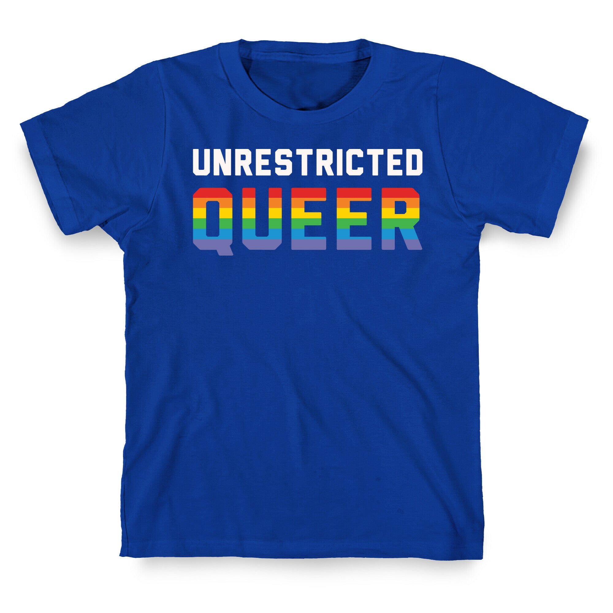 Unrestricted Queer White Print T-Shirt