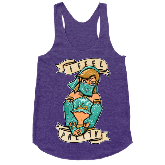 I Feel Pretty Gerudo Parody White Print Racerback Tank