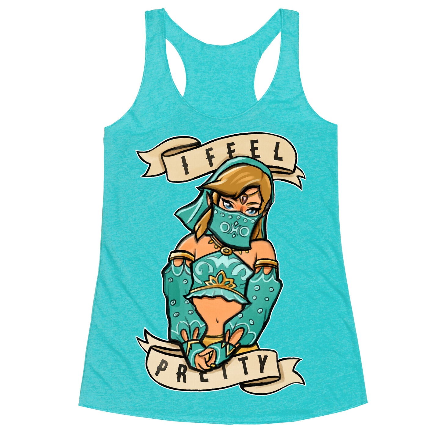 I Feel Pretty Gerudo Parody White Print Racerback Tank