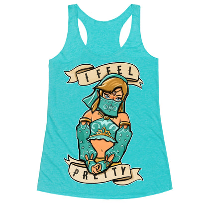 I Feel Pretty Gerudo Parody White Print Racerback Tank