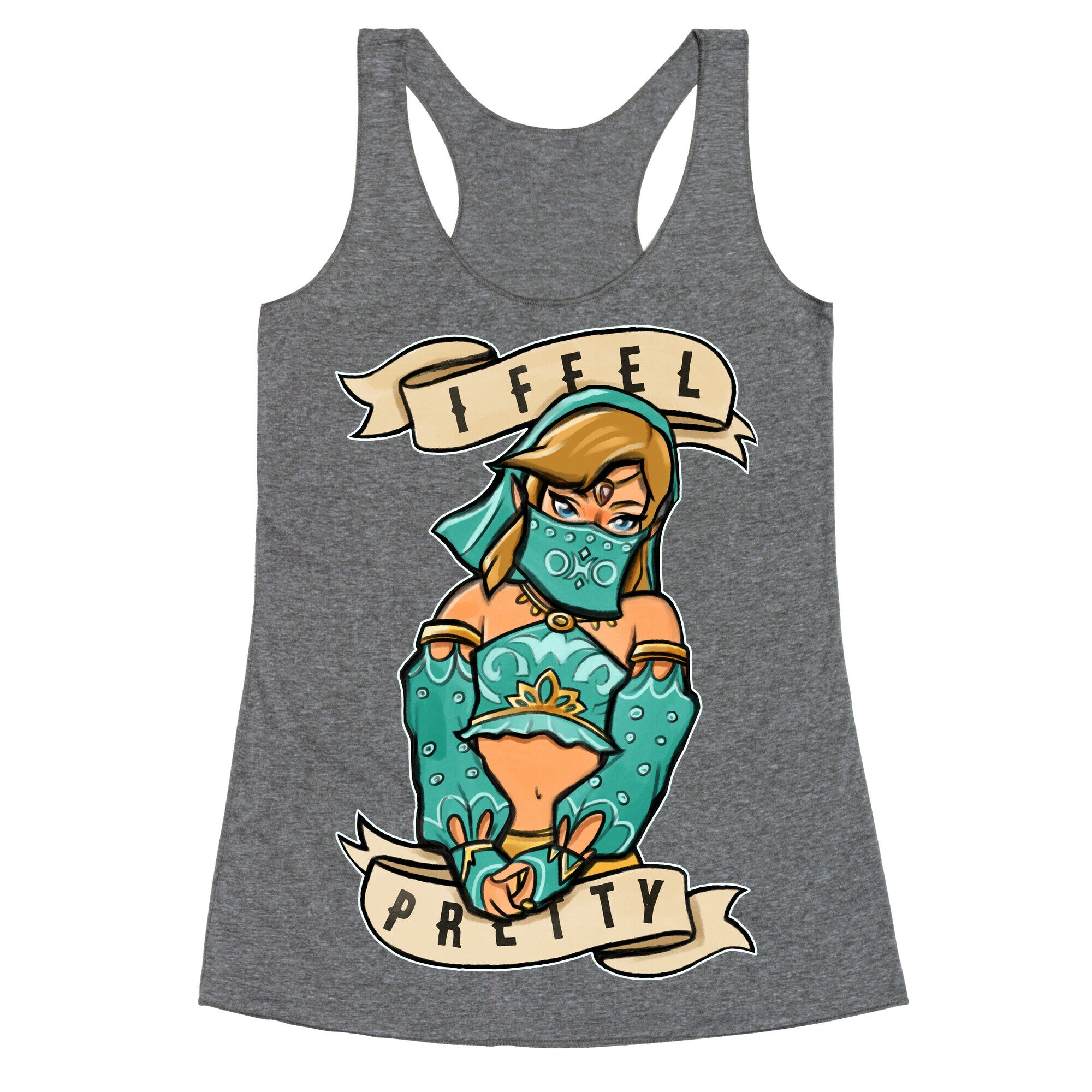 I Feel Pretty Gerudo Parody White Print Racerback Tank