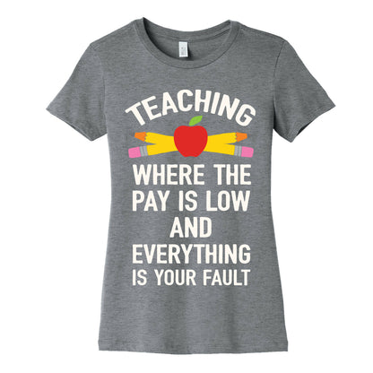 Teaching Where The Pay Is Low And Everything Is Your Fault Women's Cotton Tee