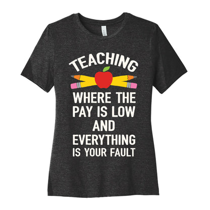 Teaching Where The Pay Is Low And Everything Is Your Fault Women's Cotton Tee