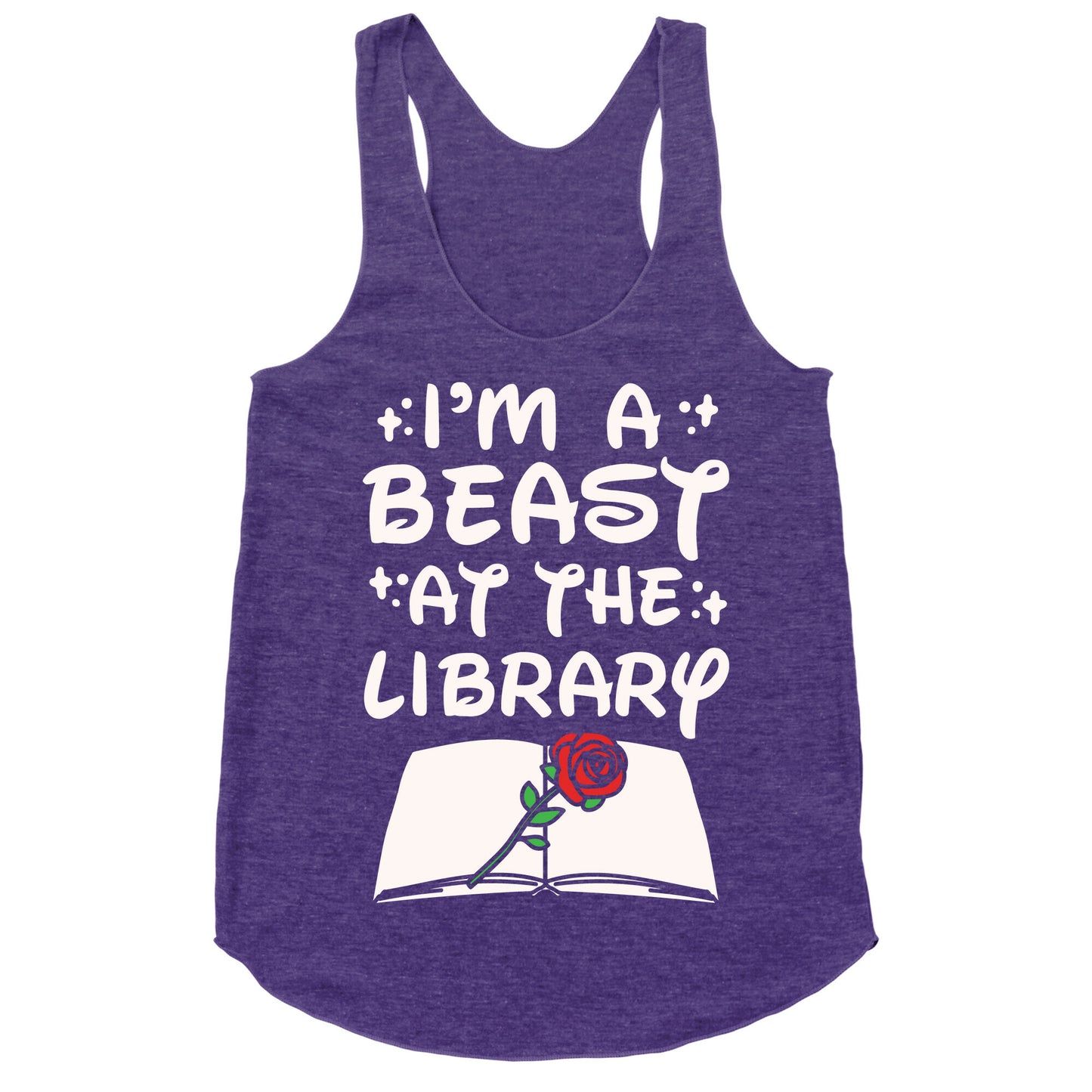 I'm A Beast At The Library Parody White Print Racerback Tank