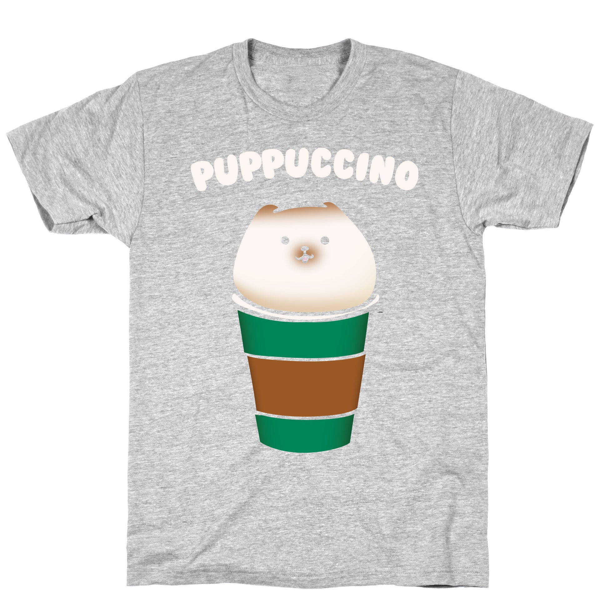 Puppuccino Parody White Print T-Shirt