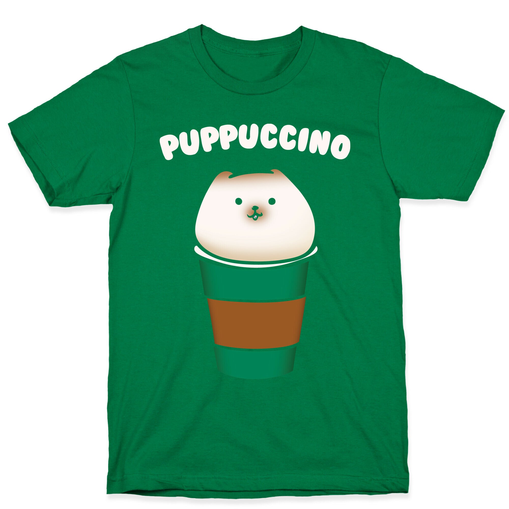 Puppuccino Parody White Print T-Shirt