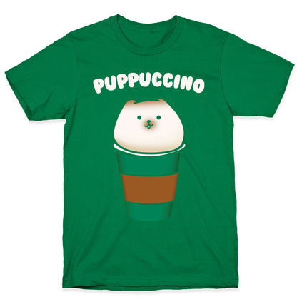Puppuccino Parody White Print T-Shirt