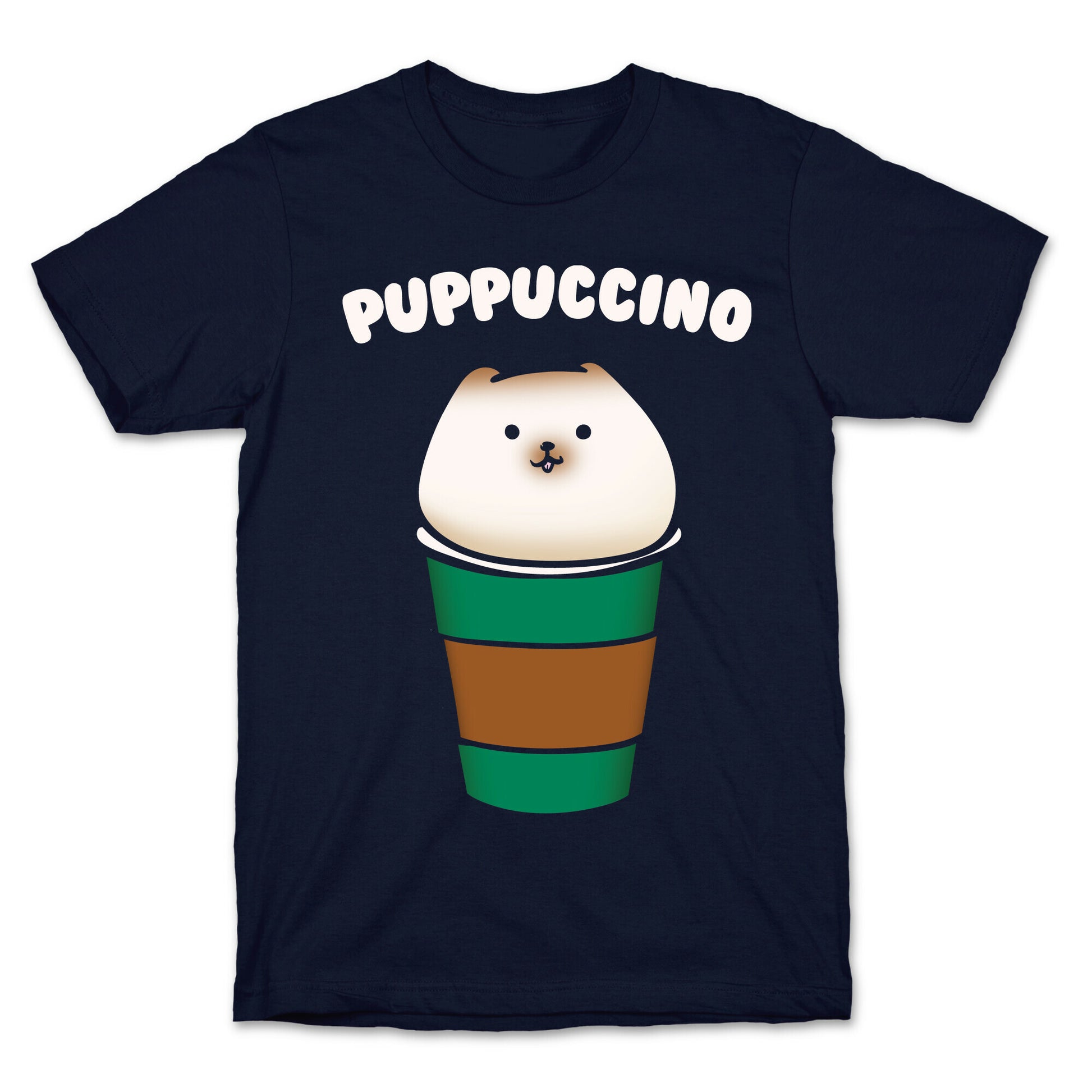 Puppuccino Parody White Print T-Shirt