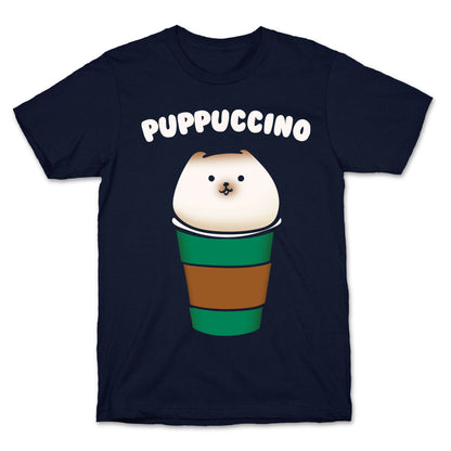 Puppuccino Parody White Print T-Shirt