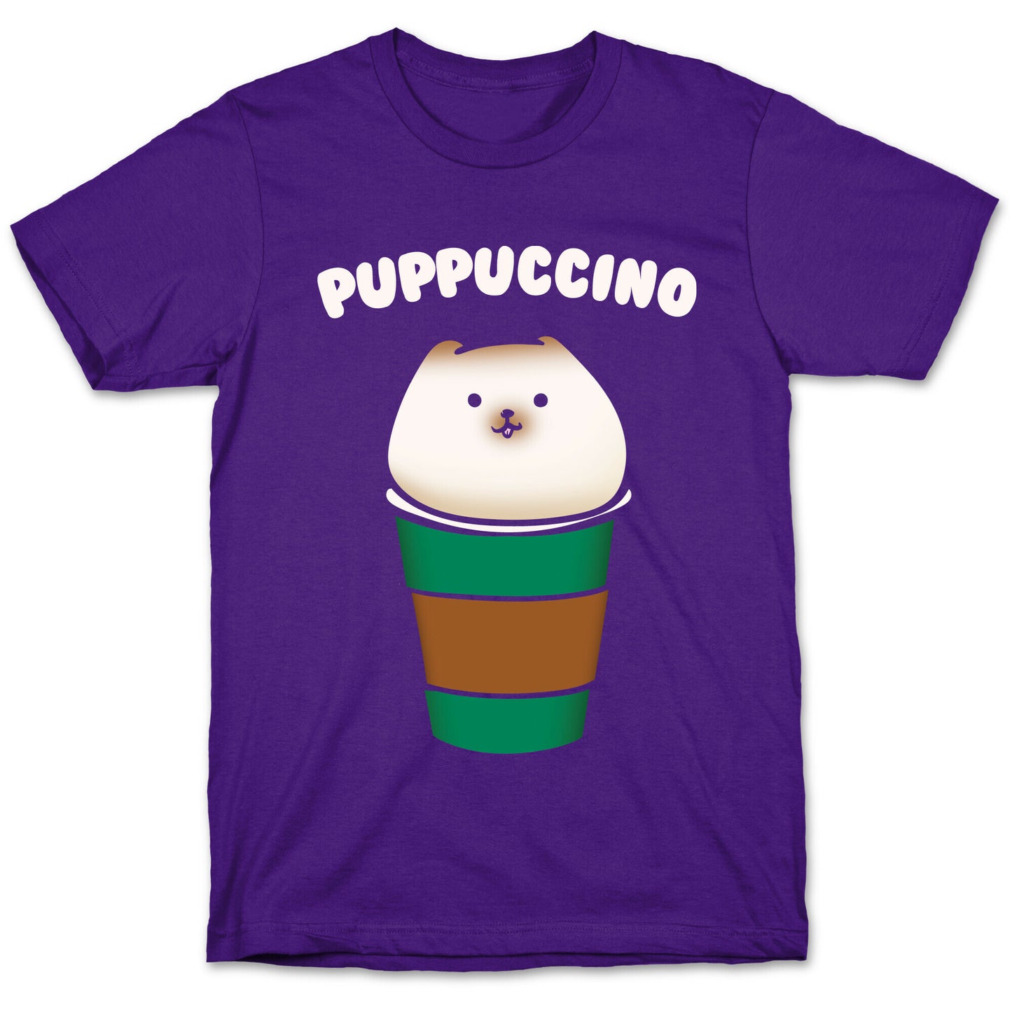 Puppuccino Parody White Print T-Shirt