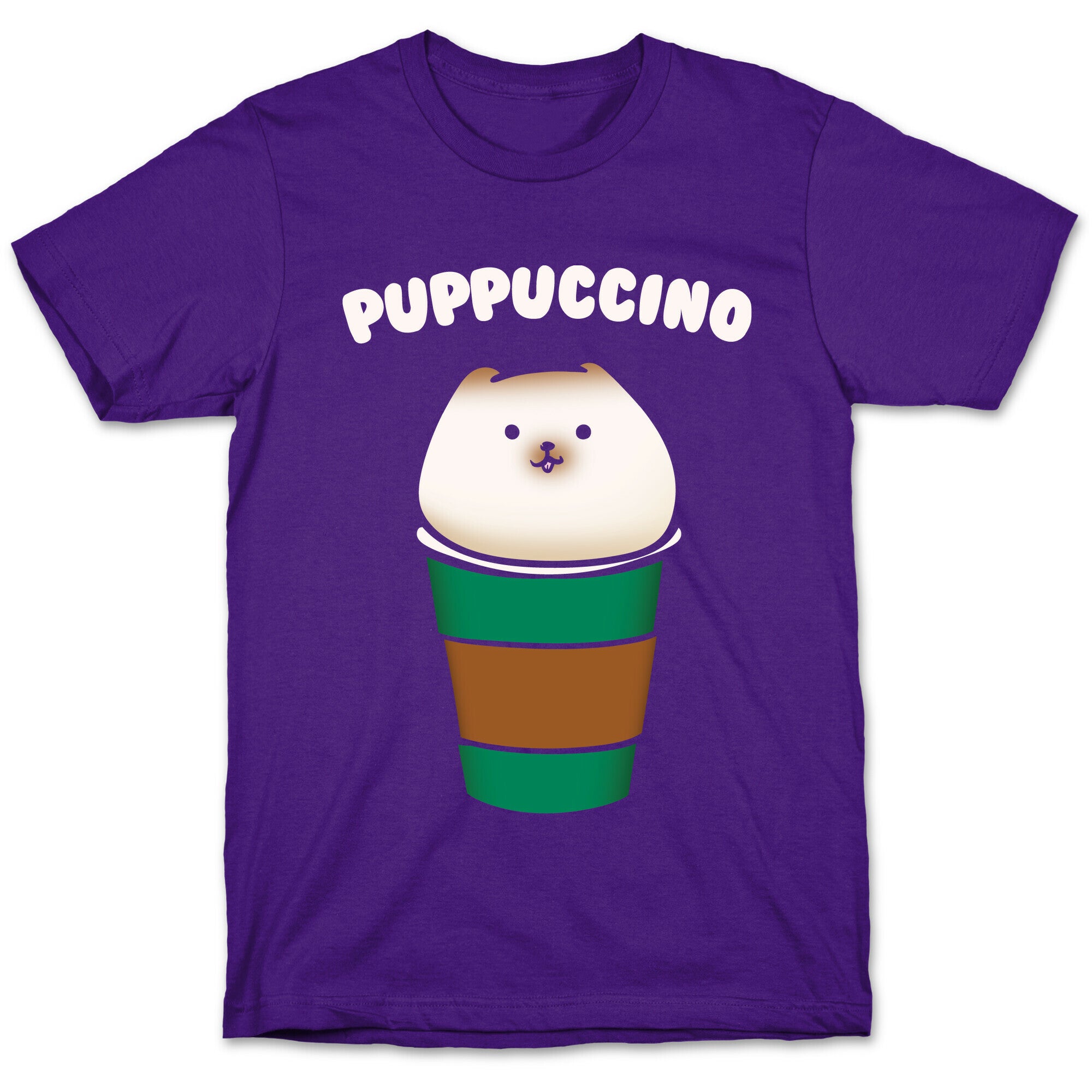 Puppuccino Parody White Print T-Shirt