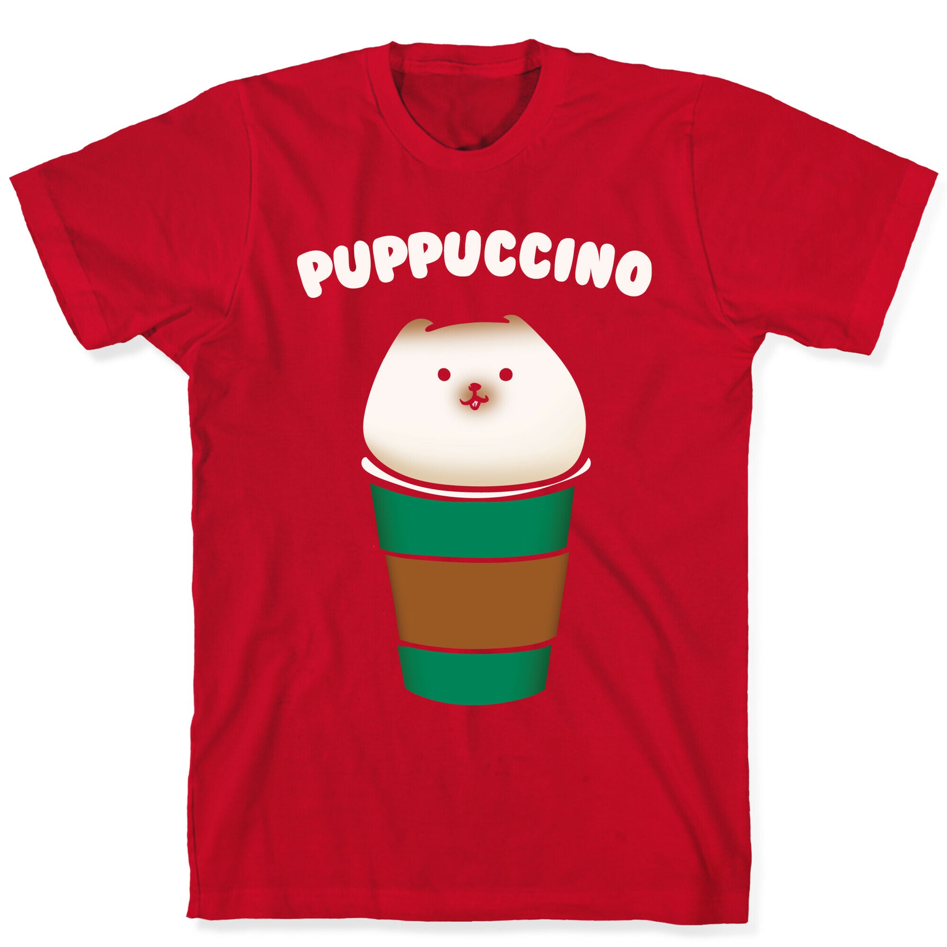 Puppuccino Parody White Print T-Shirt