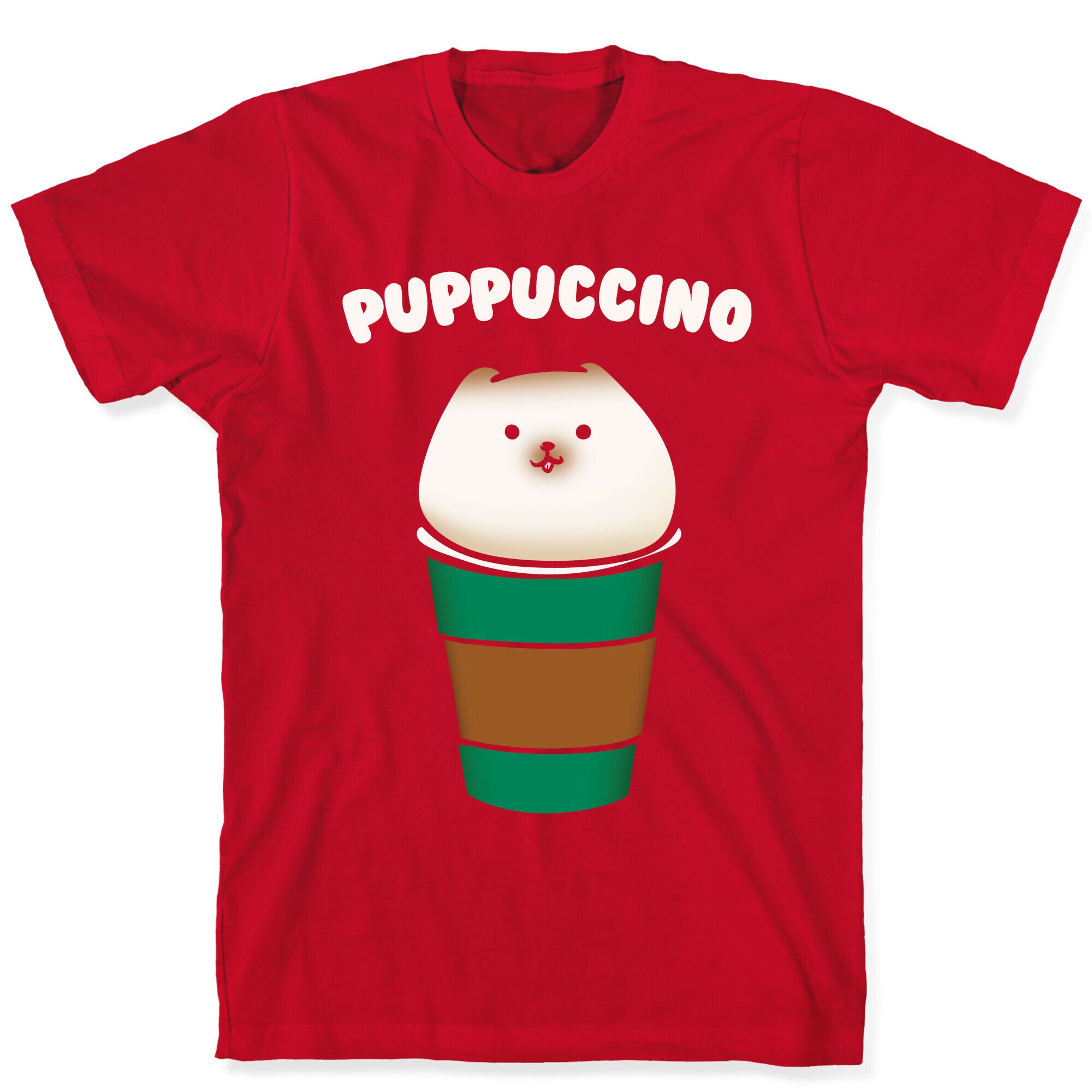 Puppuccino Parody White Print T-Shirt