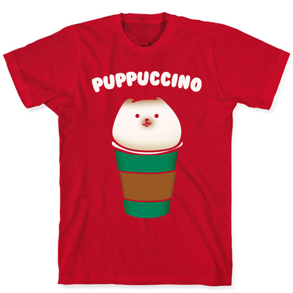 Puppuccino Parody White Print T-Shirt