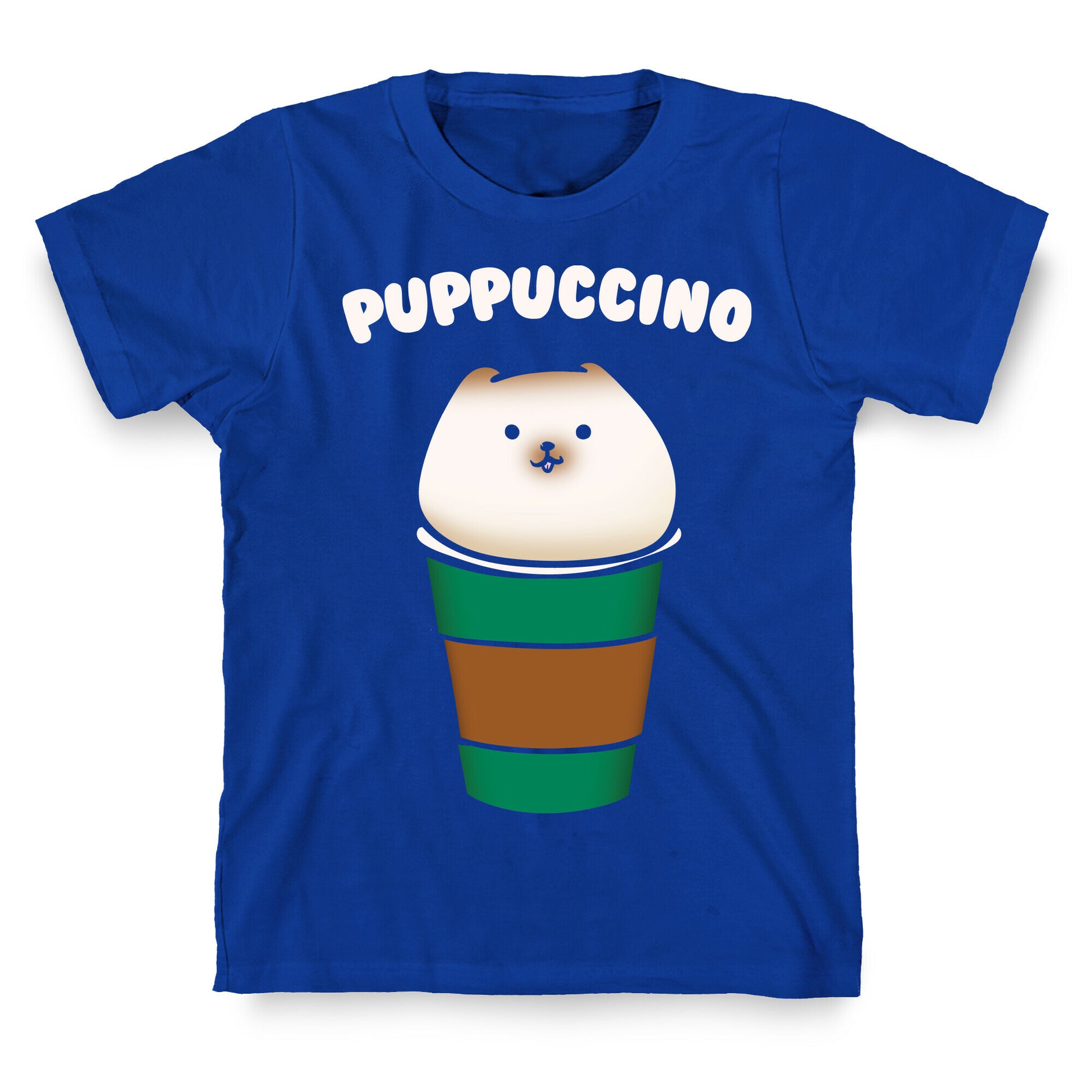 Puppuccino Parody White Print T-Shirt