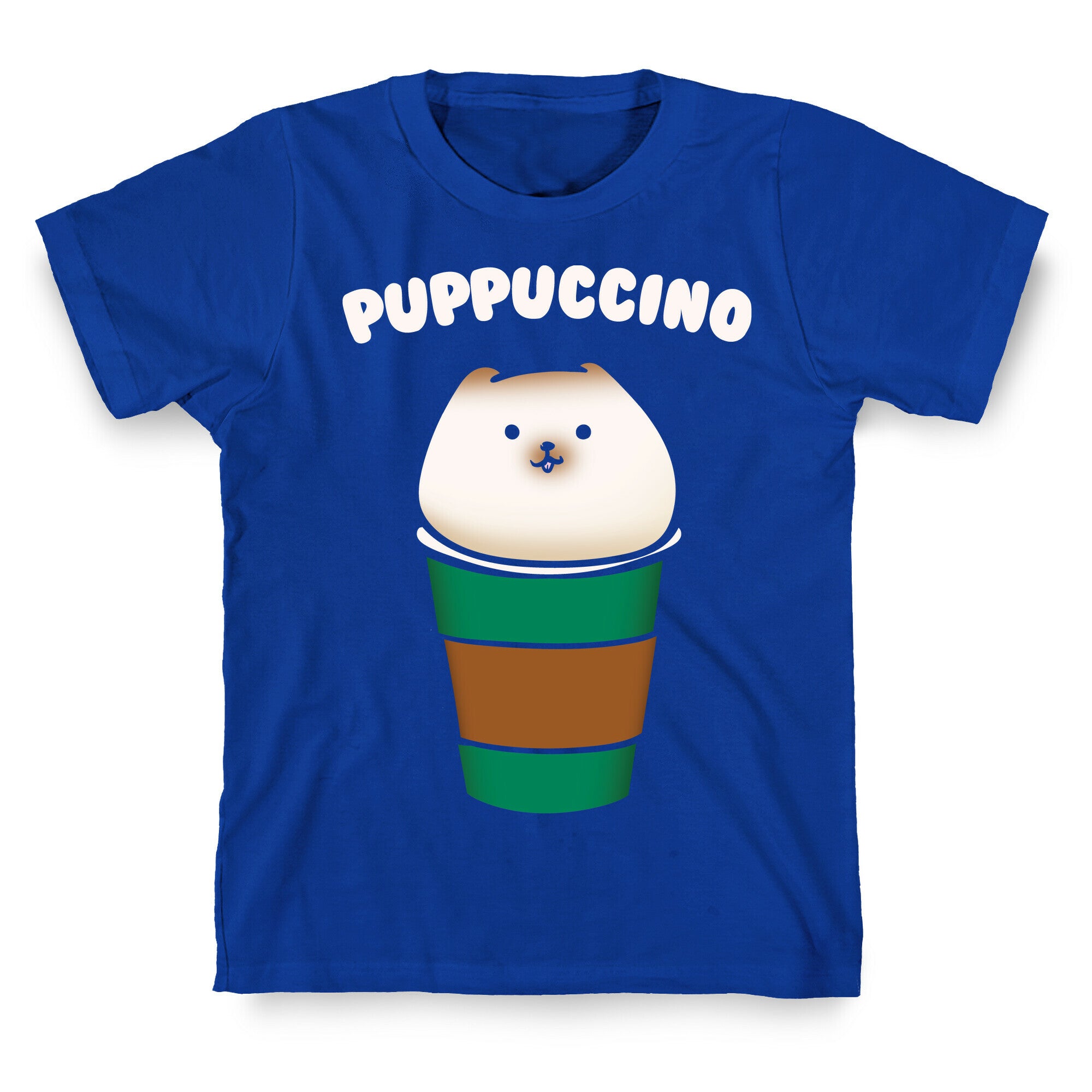 Puppuccino Parody White Print T-Shirt