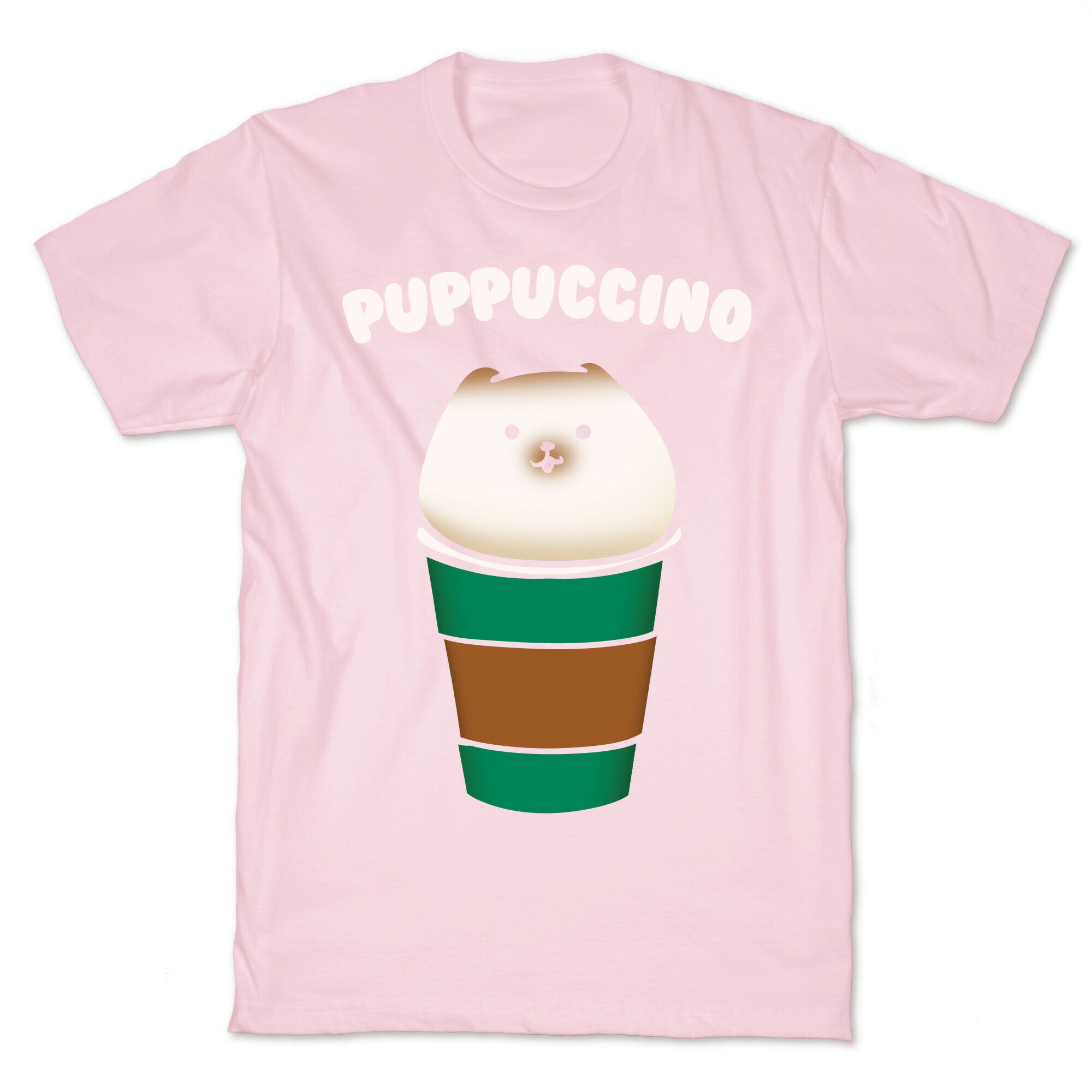 Puppuccino Parody White Print T-Shirt