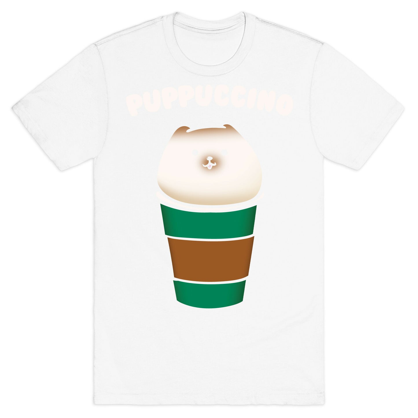 Puppuccino Parody White Print T-Shirt