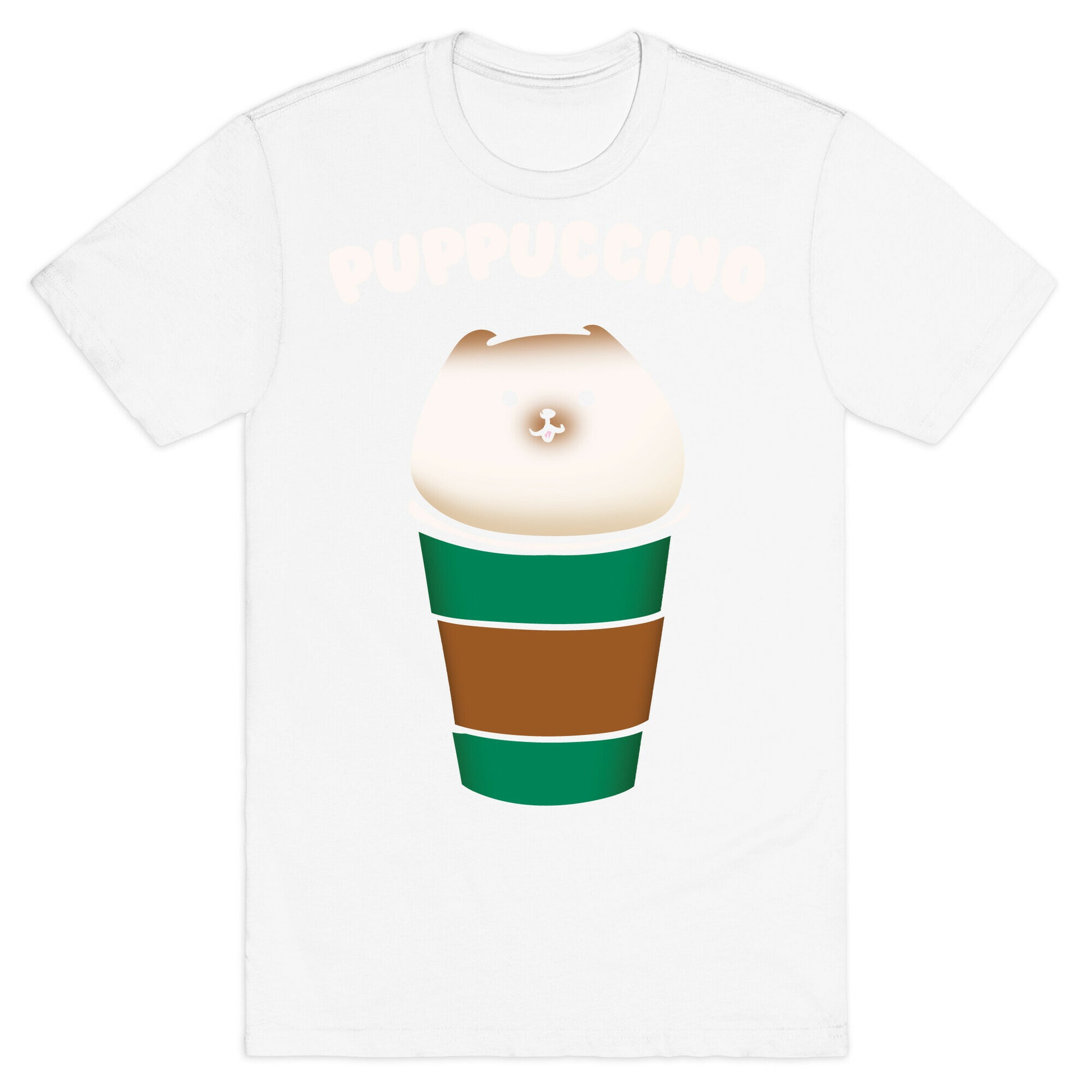 Puppuccino Parody White Print T-Shirt