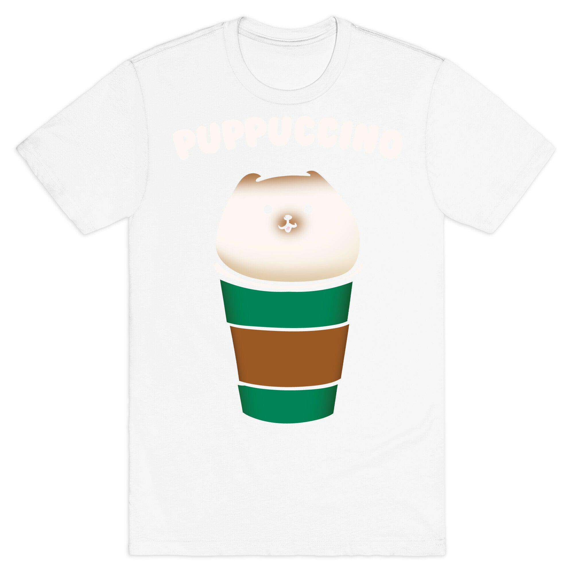 Puppuccino Parody White Print T-Shirt