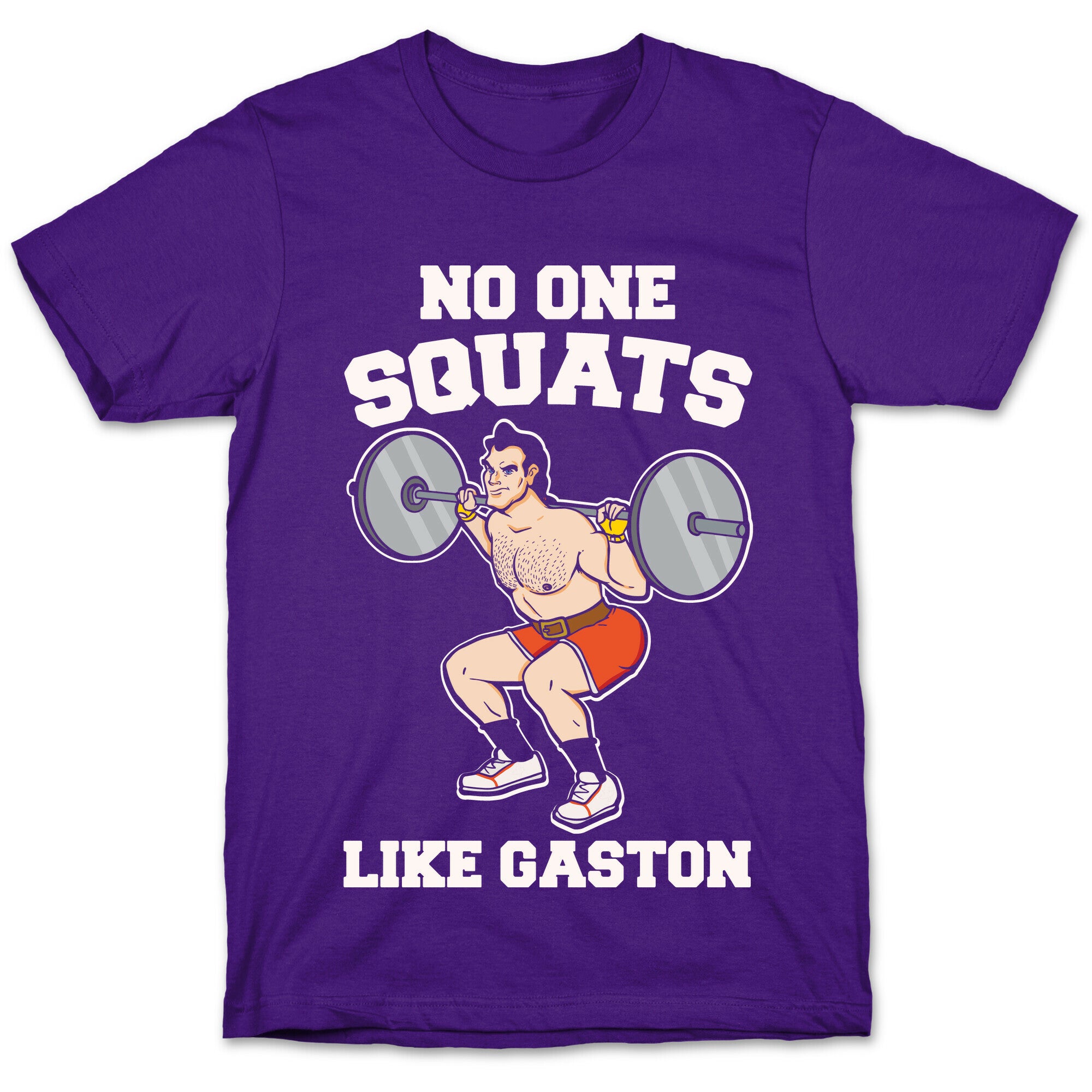 No One Squats Like Gaston Parody White Print T-Shirt