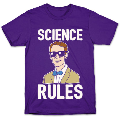 Science Rules White Print T-Shirt