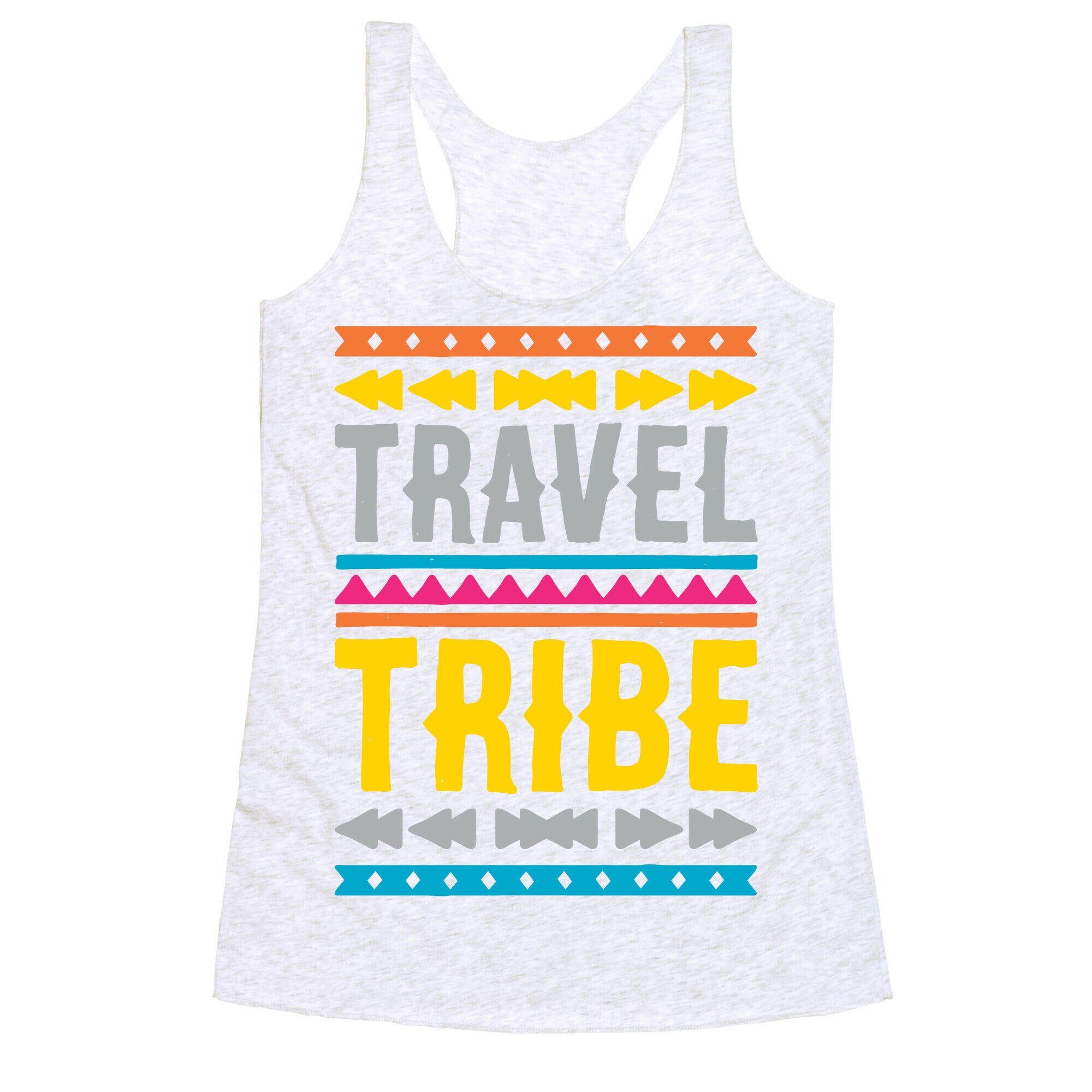 Travel Tribe White Print Racerback Tank