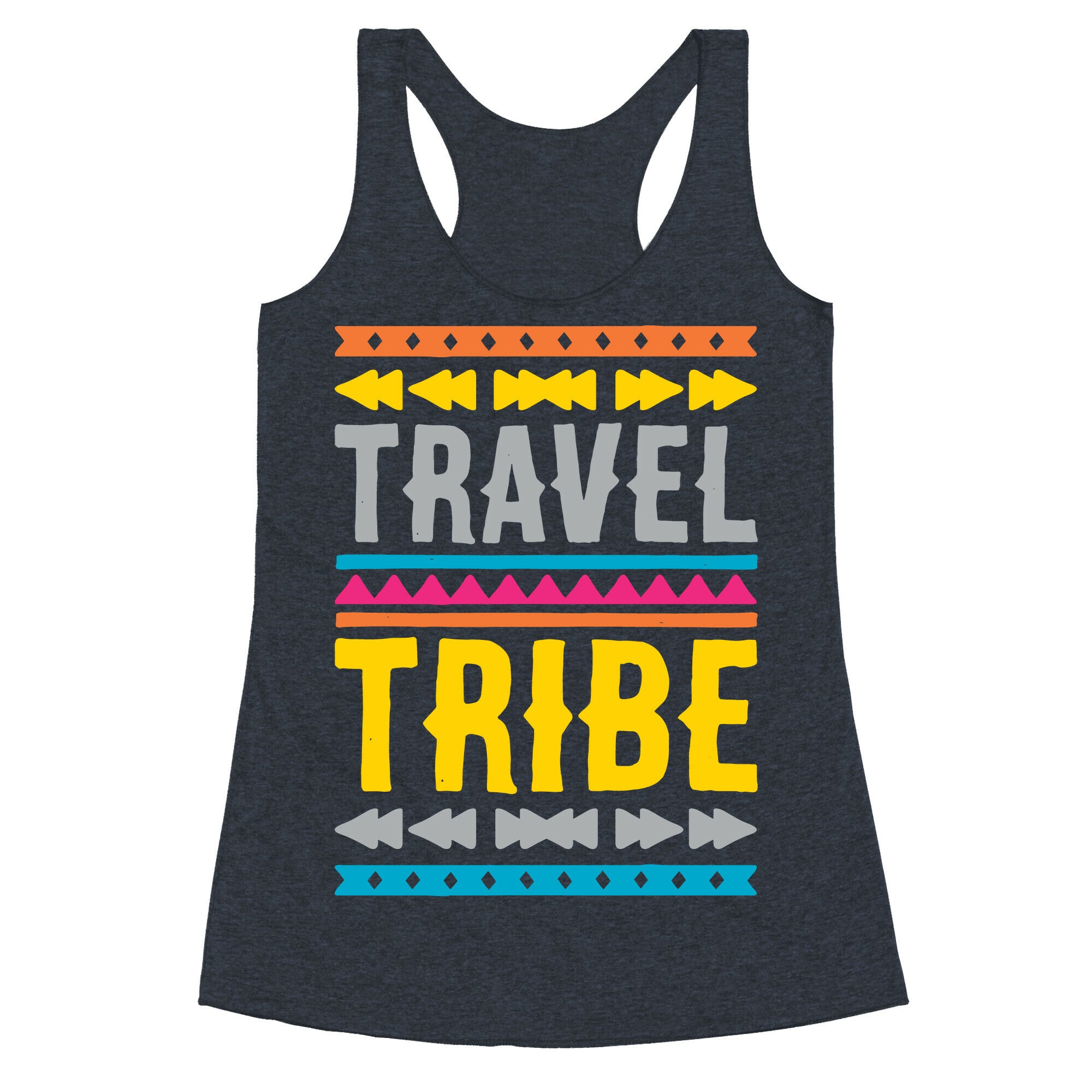 Travel Tribe White Print Racerback Tank