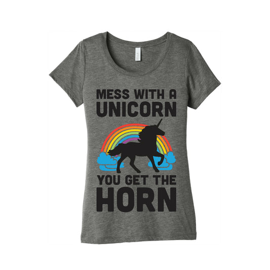 Mess With The Unicorn Get The Horn Women's Triblend Tee