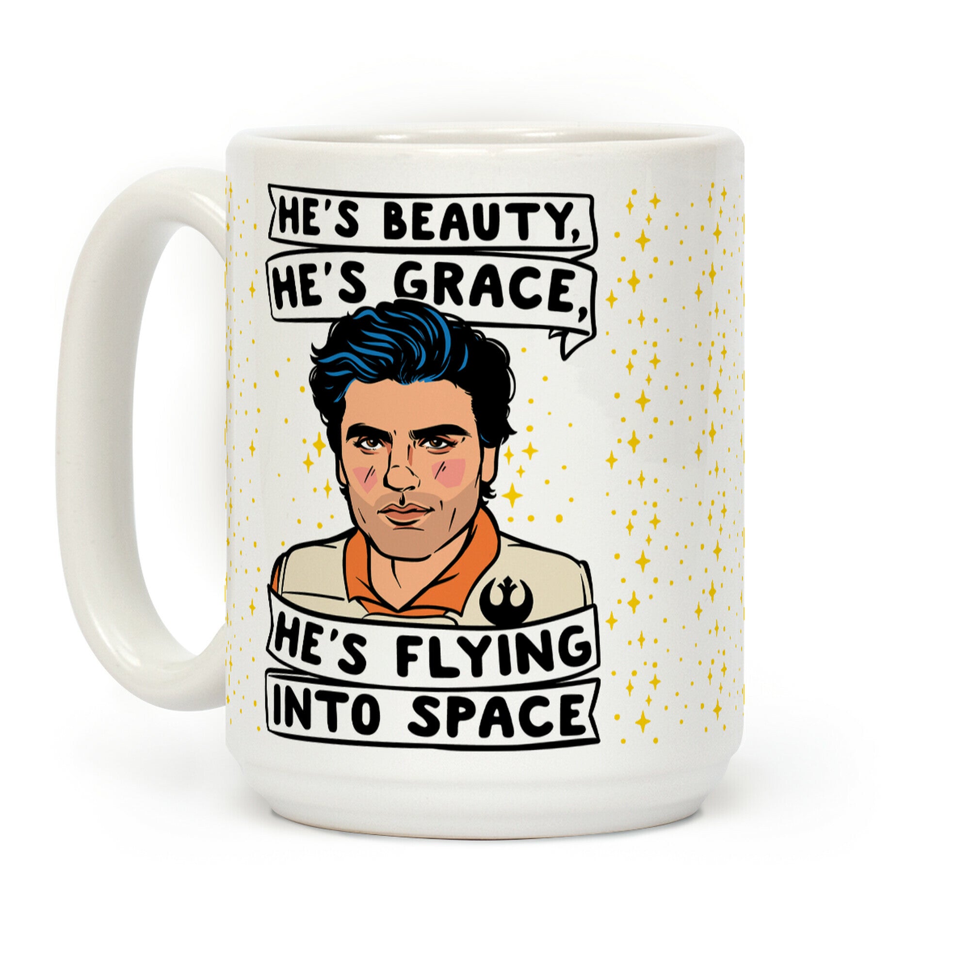 He's Beauty He's Grace He's Flying Into Outer Space Parody Coffee Mug