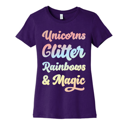 Unicorns Glitter Rainbows & Magic Women's Cotton Tee