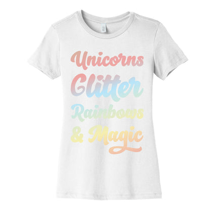 Unicorns Glitter Rainbows & Magic Women's Cotton Tee