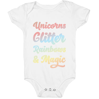 Unicorns Glitter Rainbows & Magic Baby One Piece