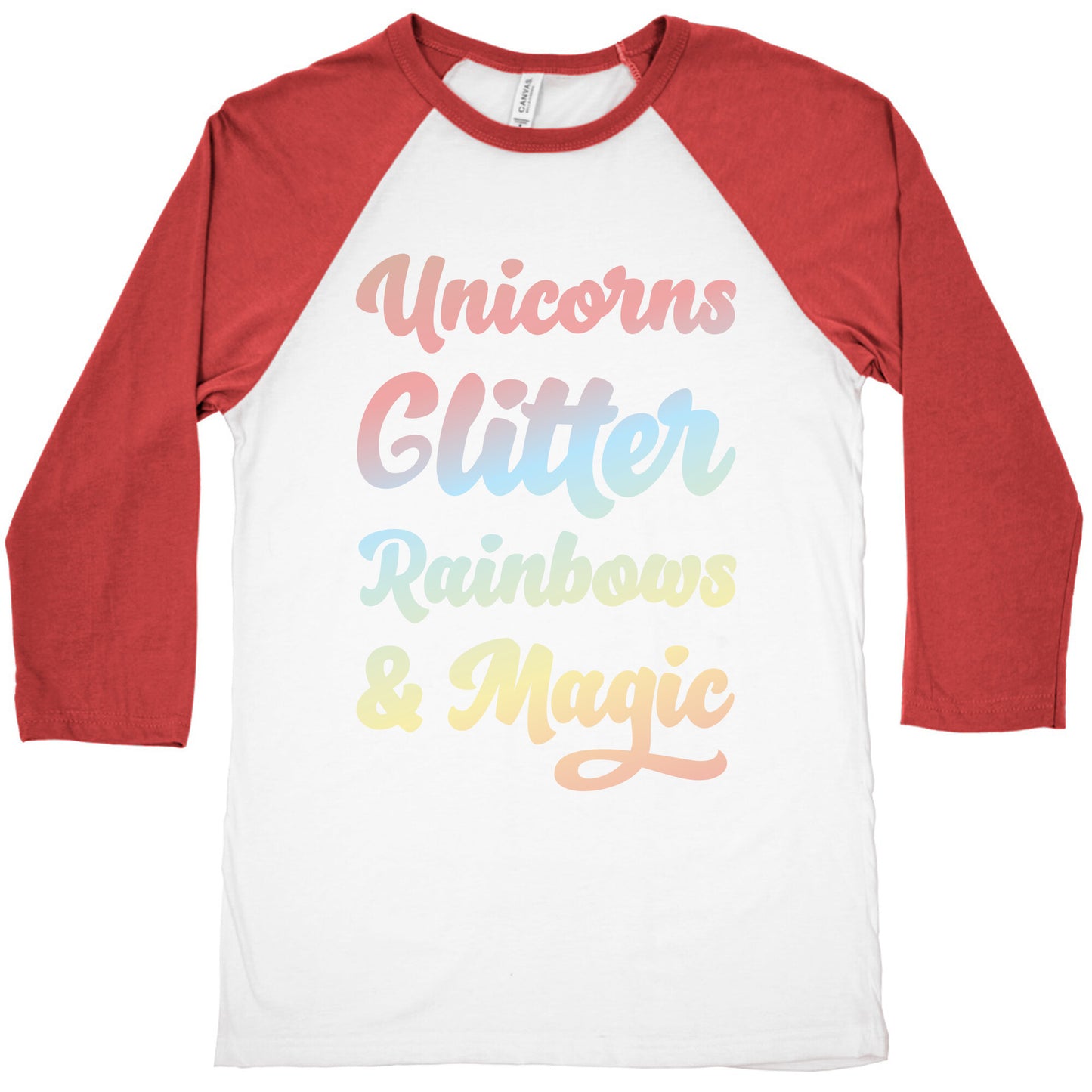 Unicorns Glitter Rainbows & Magic Baseball Tee