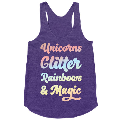 Unicorns Glitter Rainbows & Magic Racerback Tank
