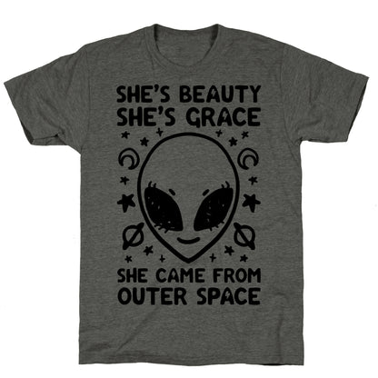 She's Beauty She's Grace She Came From Outer Space Unisex Triblend Tee