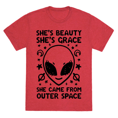 She's Beauty She's Grace She Came From Outer Space Unisex Triblend Tee