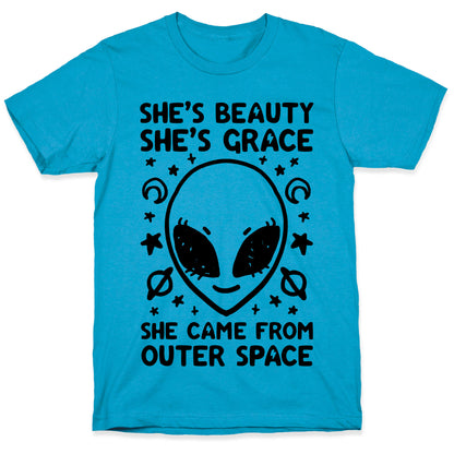 She's Beauty She's Grace She Came From Outer Space Unisex Triblend Tee