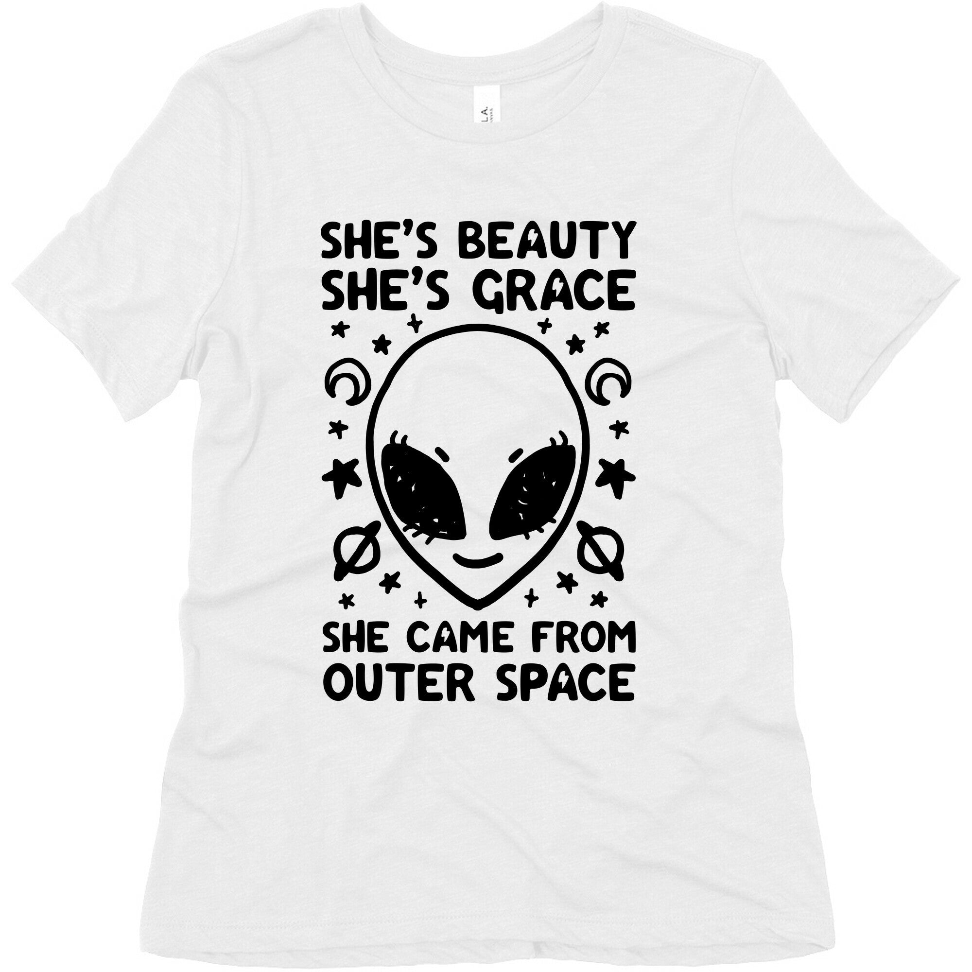 She's Beauty She's Grace She Came From Outer Space Women's Triblend Tee