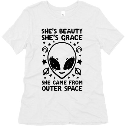 She's Beauty She's Grace She Came From Outer Space Women's Triblend Tee