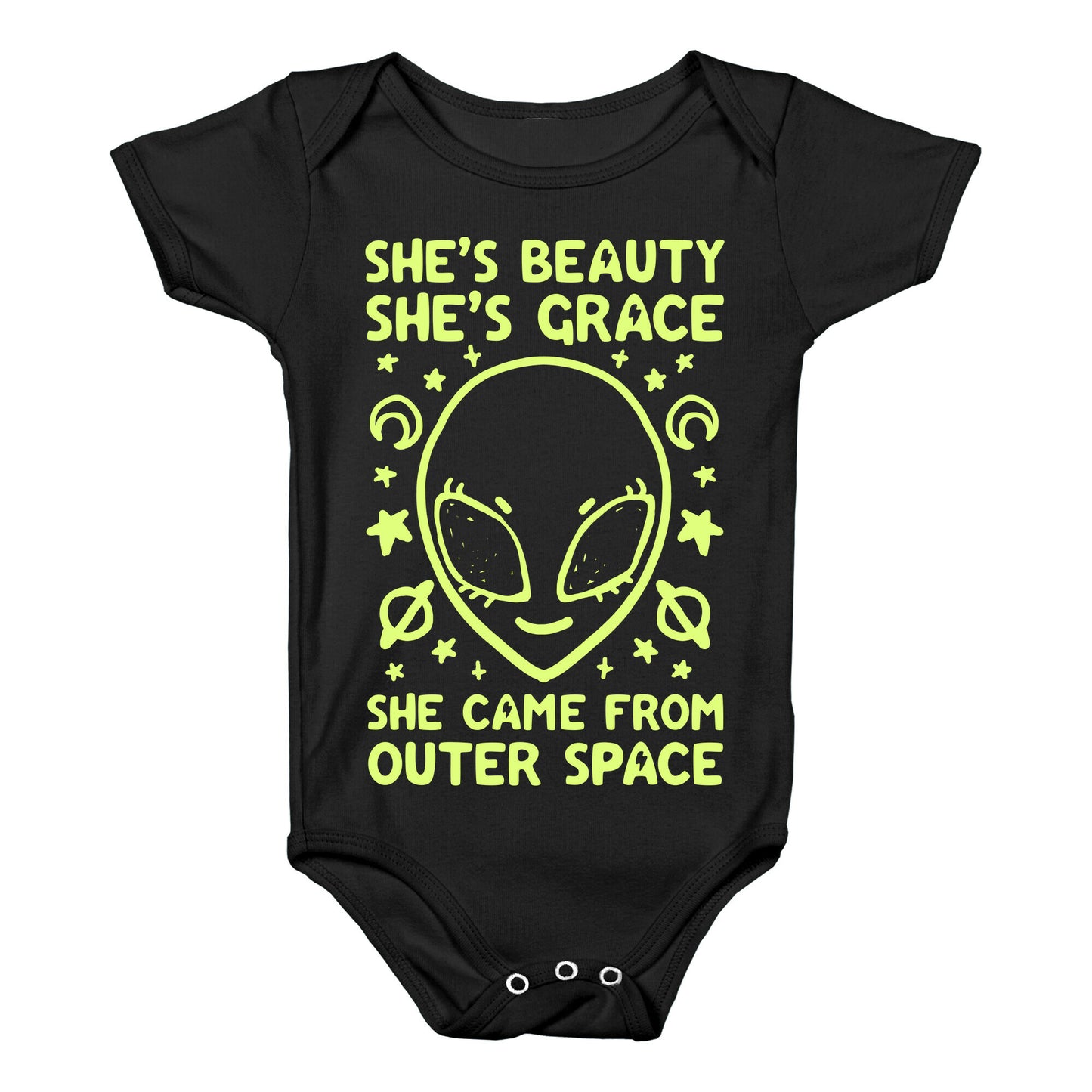 She's Beauty She's Grace She Came From Outer Space Baby One Piece
