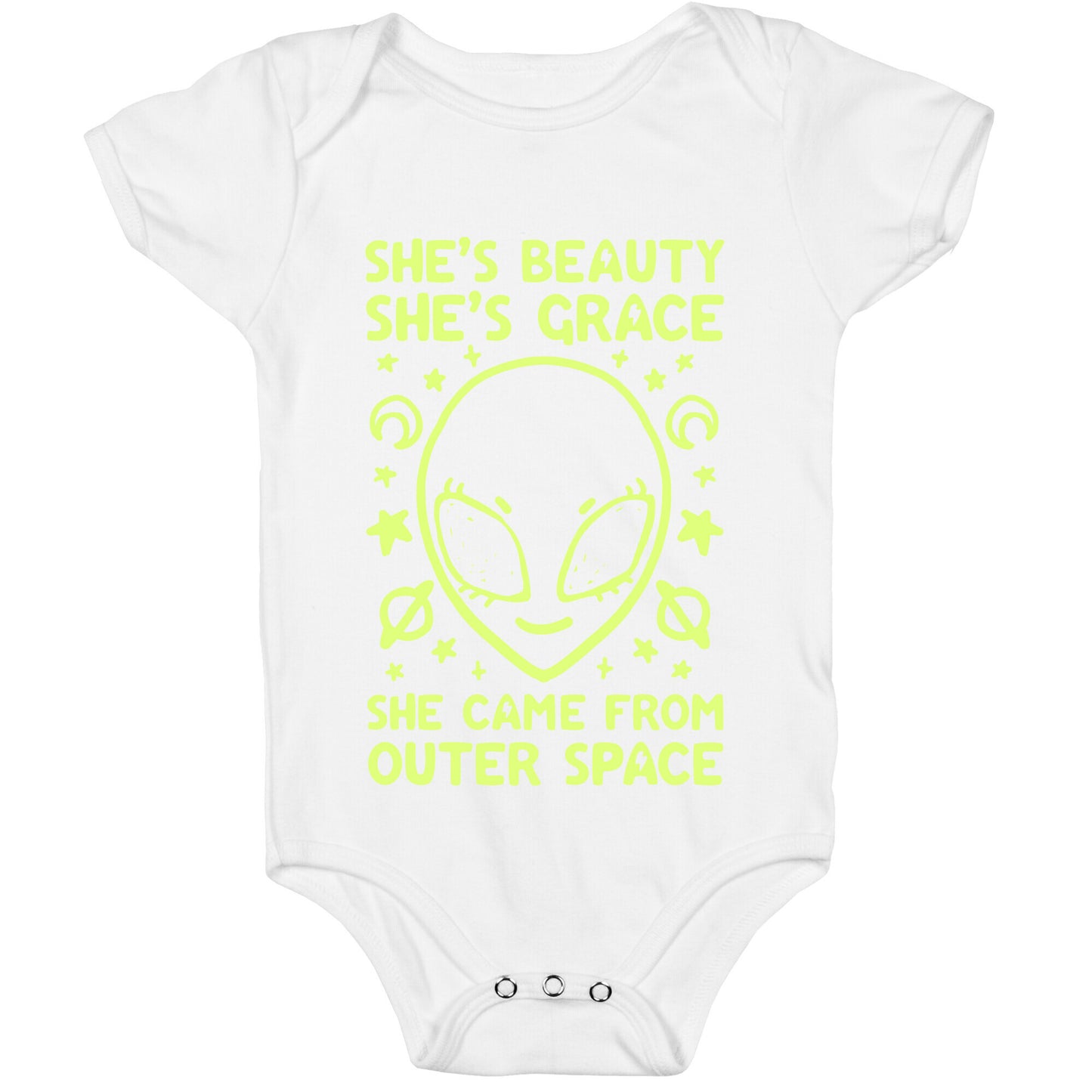 She's Beauty She's Grace She Came From Outer Space Baby One Piece