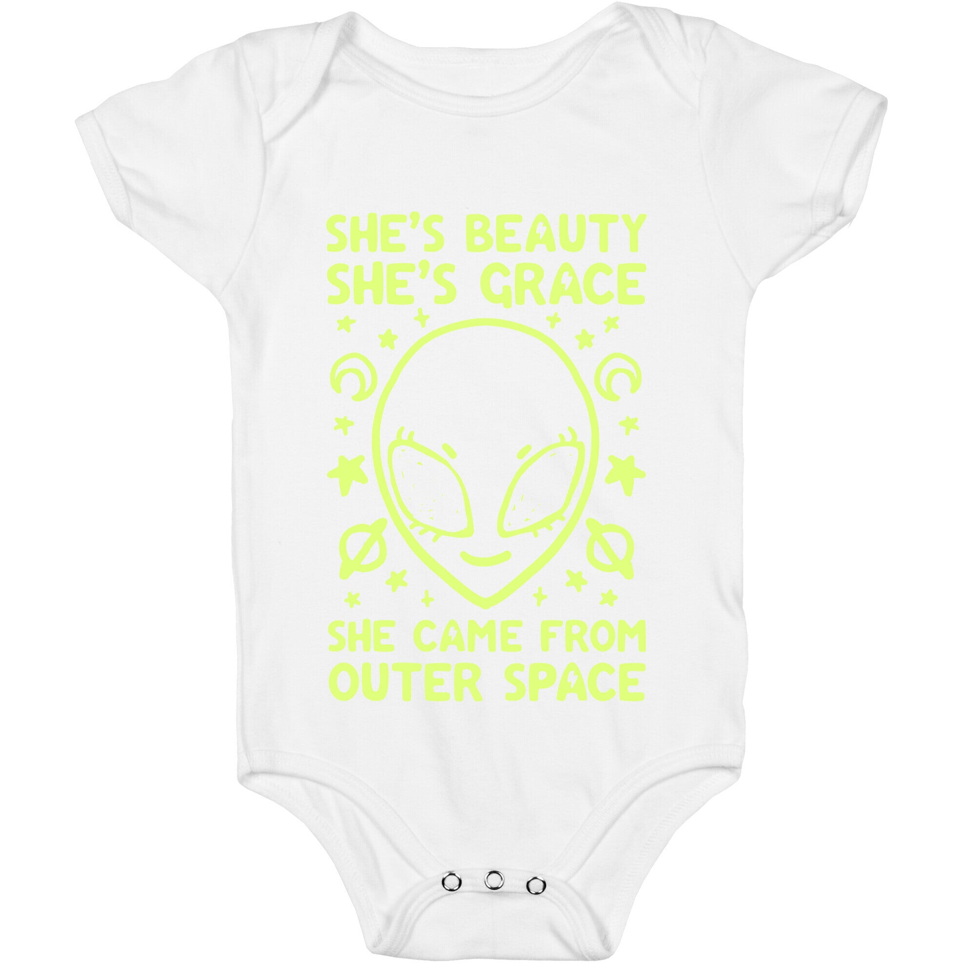 She's Beauty She's Grace She Came From Outer Space Baby One Piece