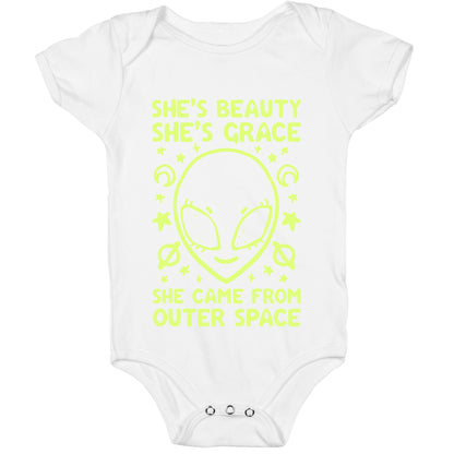 She's Beauty She's Grace She Came From Outer Space Baby One Piece