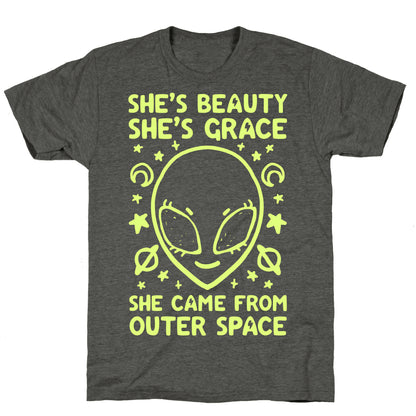 She's Beauty She's Grace She Came From Outer Space Unisex Triblend Tee