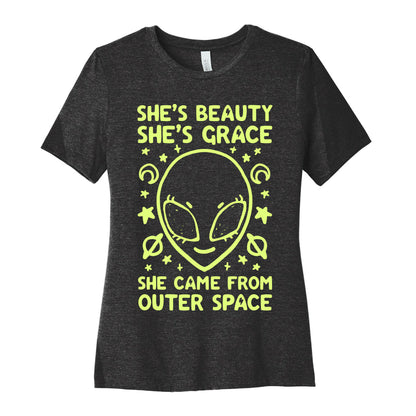 She's Beauty She's Grace She Came From Outer Space Women's Cotton Tee
